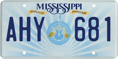 MS license plate AHY681