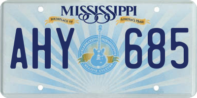 MS license plate AHY685