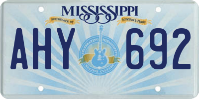 MS license plate AHY692