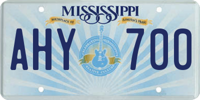 MS license plate AHY700