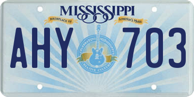 MS license plate AHY703