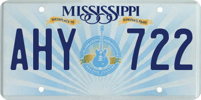 MS license plate AHY722