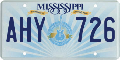 MS license plate AHY726