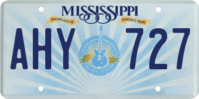 MS license plate AHY727