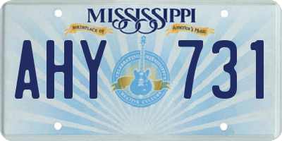 MS license plate AHY731