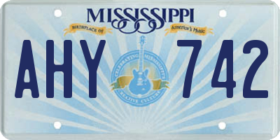 MS license plate AHY742