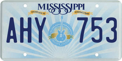 MS license plate AHY753