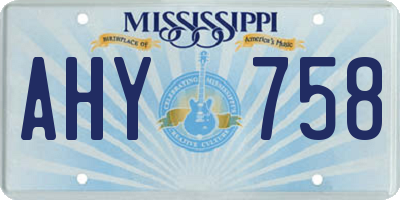 MS license plate AHY758