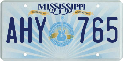 MS license plate AHY765