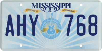 MS license plate AHY768