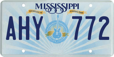 MS license plate AHY772