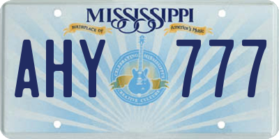 MS license plate AHY777