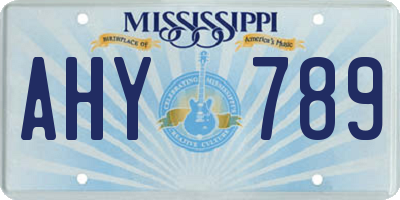 MS license plate AHY789