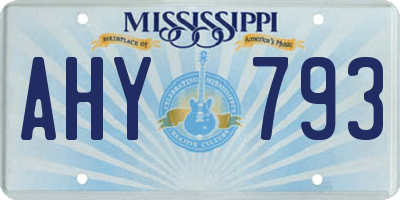 MS license plate AHY793