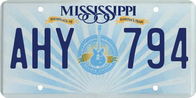 MS license plate AHY794