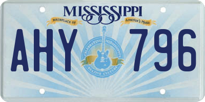 MS license plate AHY796