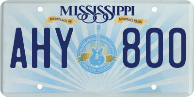 MS license plate AHY800