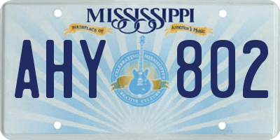 MS license plate AHY802