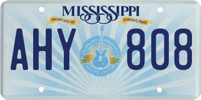 MS license plate AHY808