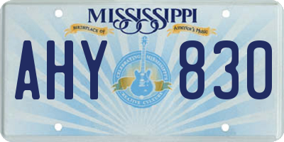 MS license plate AHY830
