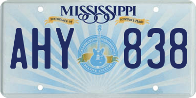 MS license plate AHY838
