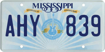 MS license plate AHY839