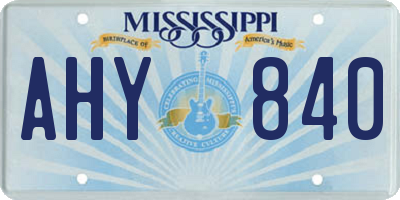 MS license plate AHY840