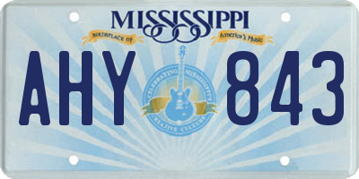 MS license plate AHY843