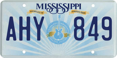 MS license plate AHY849