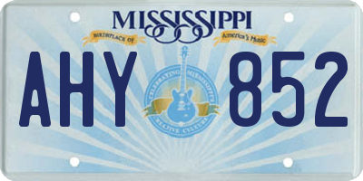 MS license plate AHY852