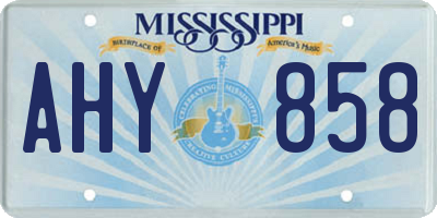 MS license plate AHY858