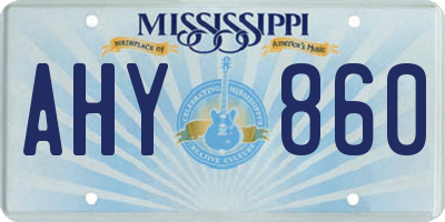 MS license plate AHY860