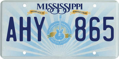 MS license plate AHY865