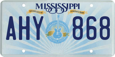 MS license plate AHY868