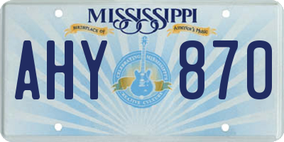 MS license plate AHY870