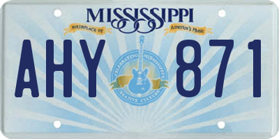 MS license plate AHY871