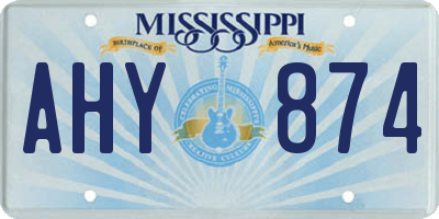 MS license plate AHY874
