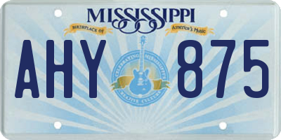 MS license plate AHY875