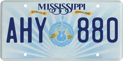 MS license plate AHY880