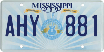 MS license plate AHY881