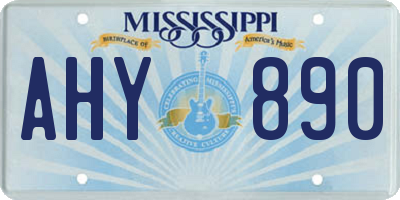 MS license plate AHY890
