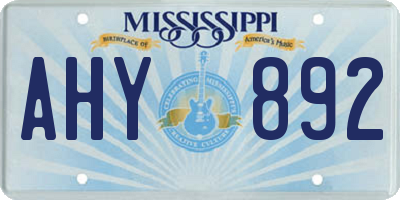 MS license plate AHY892