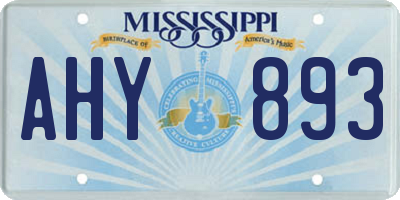MS license plate AHY893
