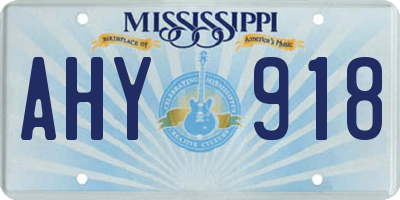 MS license plate AHY918