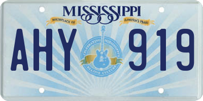 MS license plate AHY919
