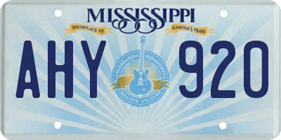MS license plate AHY920