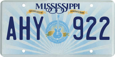 MS license plate AHY922
