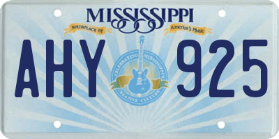 MS license plate AHY925