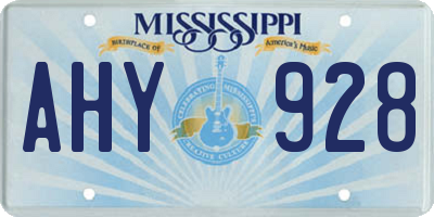 MS license plate AHY928