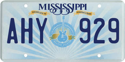 MS license plate AHY929